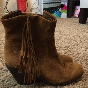 Brown suede ankle boots